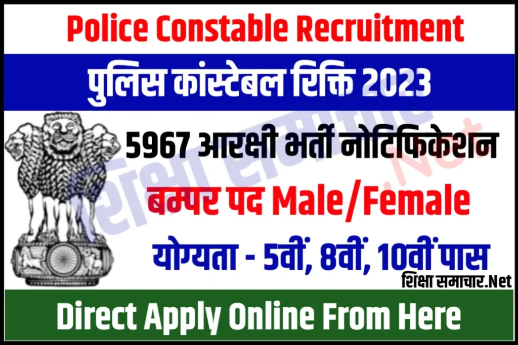 CG Police Constable Recruitment 2023 Notification Apply Online 5967 Posts